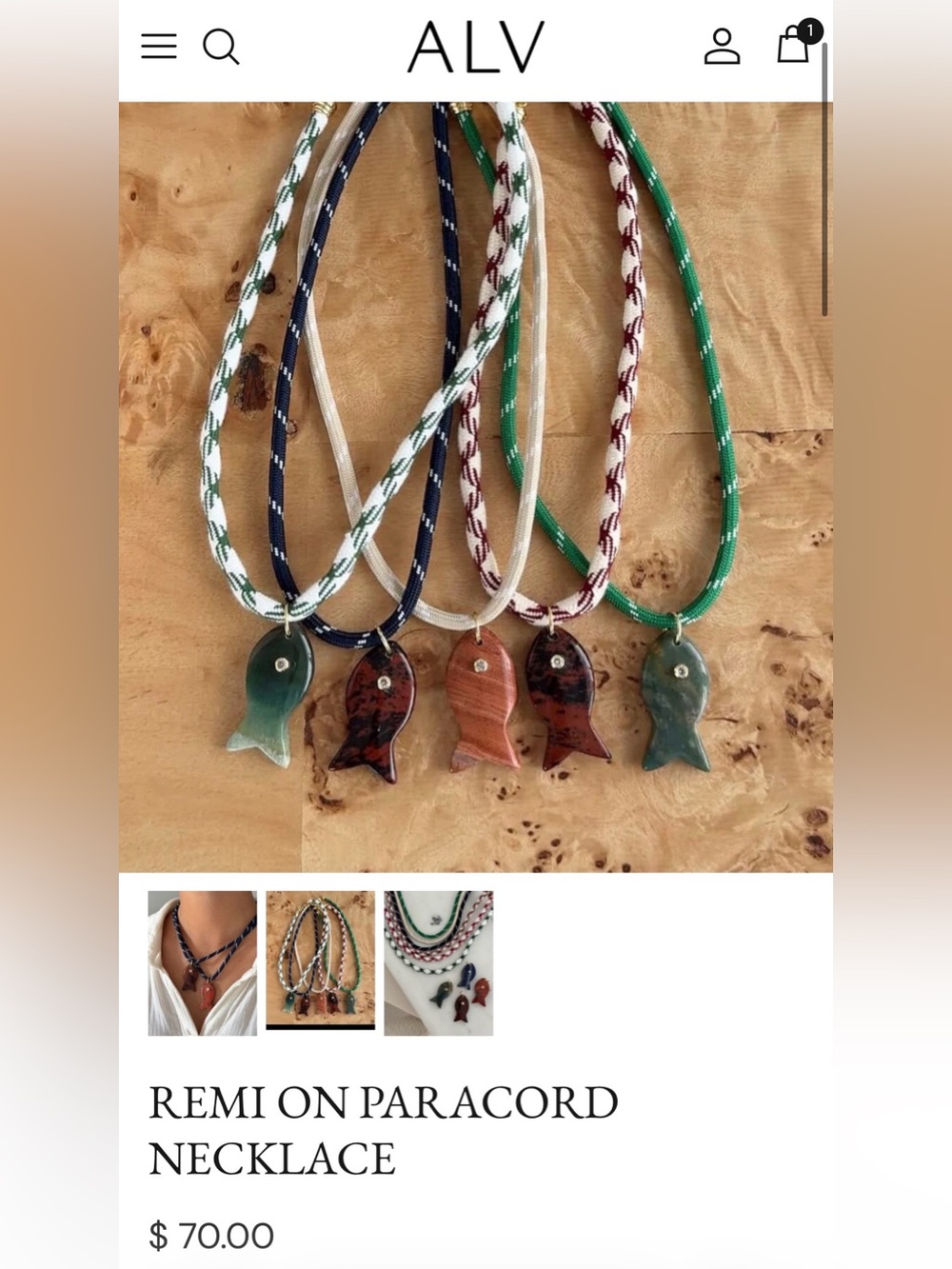 Brand new ALV Jewels REMI necklace on paracord - my price $45 CAD vs. $70 USD!